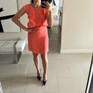BNWT BCBG Maxaria coral ruffle dress XXS XS